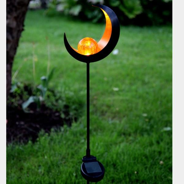 Gartendeko LED Solarstab Mond Glaskugel