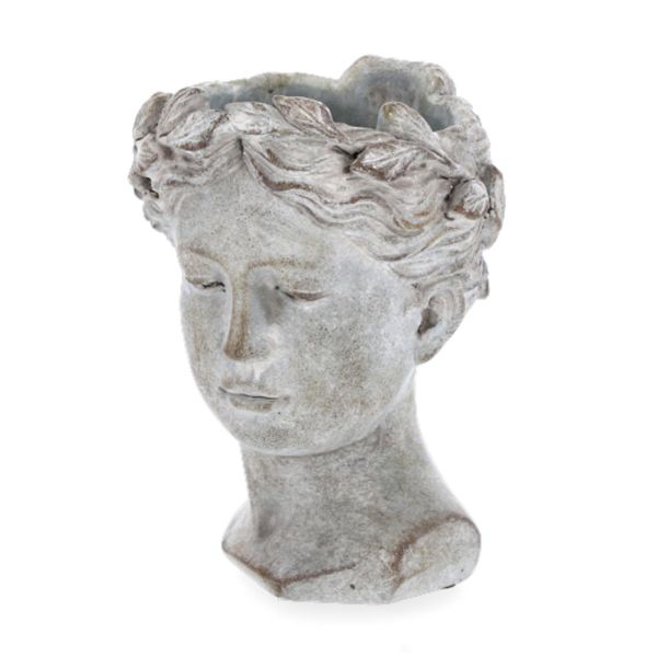 Übertopf, Pflanzloch, Kopf Skulptur. 21,5 cm.