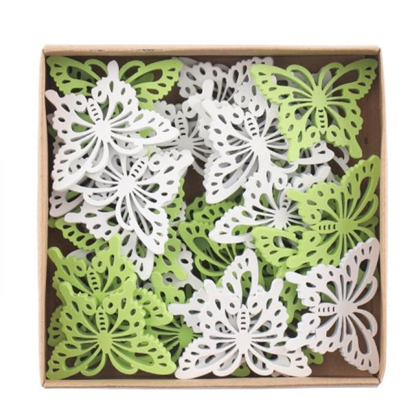 Schmetterlinge Frühling Grün, 2-farbig. 32 Stück.