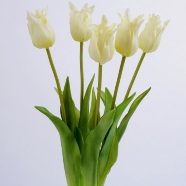 Tulpen Kunstblumen Weiß Grün. X5