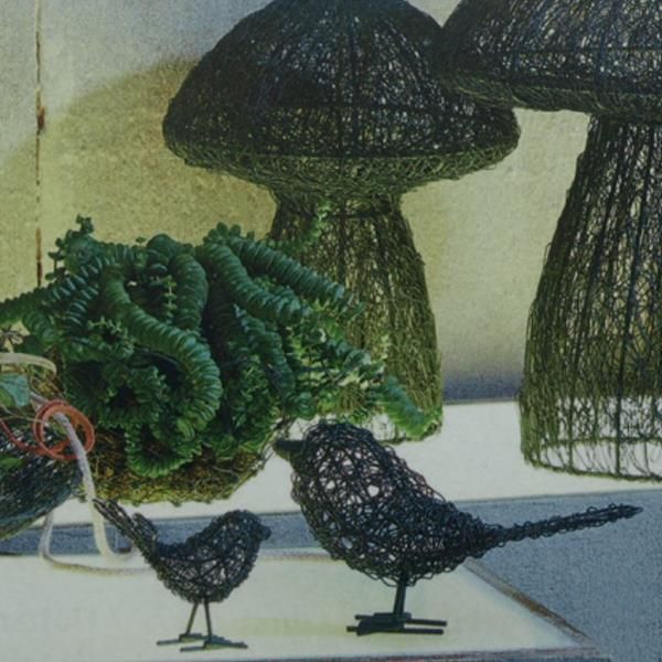 Vogel aus Drahtgeflecht filigran, Vogel Metall Draht, 23cm