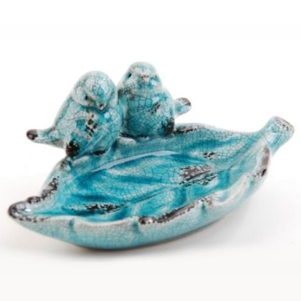 Vogeltränke mit Spatzen Figuren