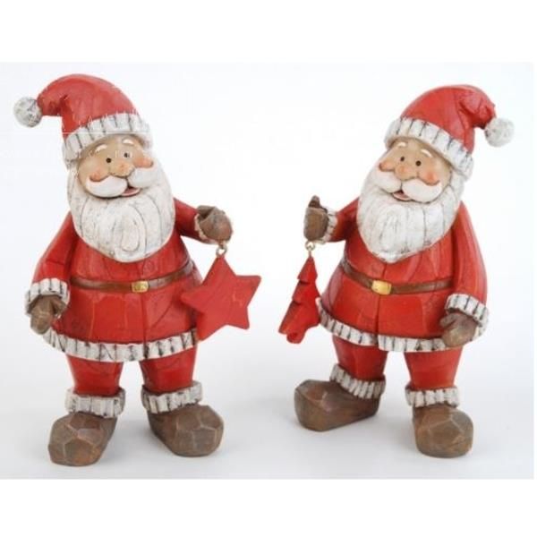 Witzige Weihnachtsmann Figuren, 2 Modelle fröhlich schauend