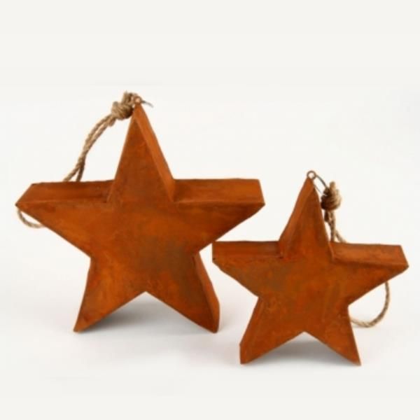 Weihnachtssterne Metall, Sterne rostfarben. 18cm. 3 Stück