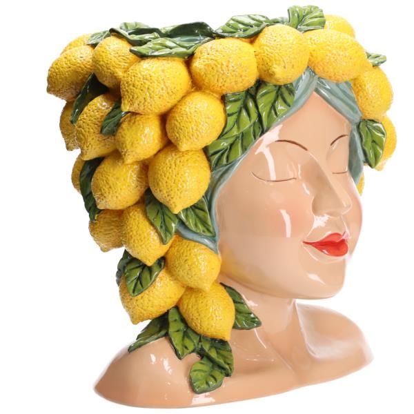 Deko Übertopf mit Gesicht und Zitronen