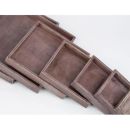 Braune quadratische Tabletts aus Holz, 4 Größen