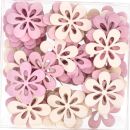 Flache Holzblüten, 72 Stück