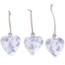 3D Herzen Weiss Blau 6 Stück