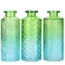 Grün blaue Vasen, 3 Modelle, 12 Stück