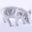 12 Stück Schweine Figuren Silber Glitter