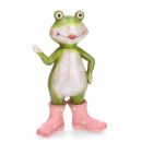 Frosch Figur mit Rosa Stiefeln. 26 cm.