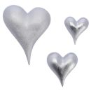 Herzen Porzellan Silber Matt, Länge 10,8 cm, 12 Stück