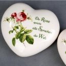 Keramik Herzen mit Spruch. 4 Stück