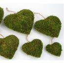 Grüne Moos Herzen, Herz bauchig mit Deko Hänger, 9cm