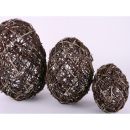 Osterei aus Zweigen Mix geflochten, Natur, braun, grau, 19cm