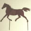 Pferdefigur Metall Rost Stecker. L 63cm.