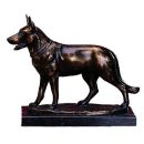 Schäferhund Bronzefigur auf Marmorsockel