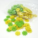 Kleine Filzblumen zum streuen, gelb und grün sortiert, 144 Stück