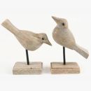Geschnitzter Deko Vogel, Vogel Holz auf Sockel, 2 Modelle