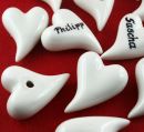 Tischdeko Herzen Porzellan, weiße Herzen zum legen, 6cm